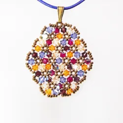 Pendant 30cm - Malvina Oval-Purple Leather - Pendant 30cm - Laiton bronze